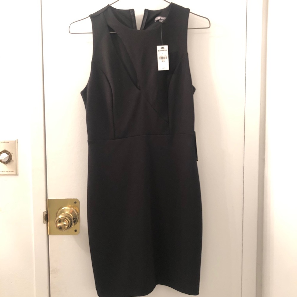 NEW Express Black Dress With Chest Slit (XS)